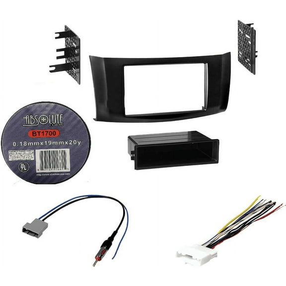 Absolute Package5 Car Stereo Installation Kit Compatible with Nissan Sentra 2013 2016 In-Dash Mounting Kit, Antenna, and Harness for Double Din Radio Receivers