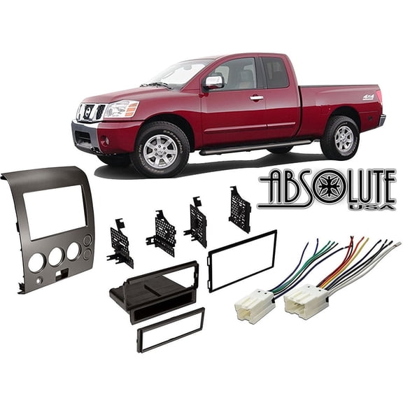 Absolute RADIOKITPKG1 Fits Nissan Titan 2004-2005 Double DIN Stereo Harness Radio Install Dash Kit