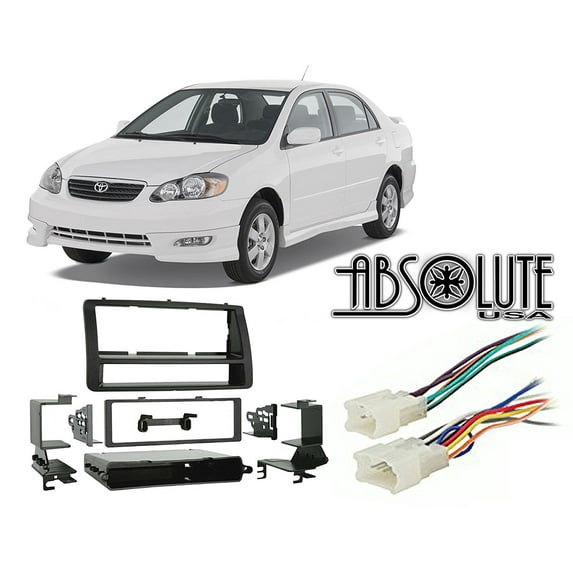 Absolute RADIOKITPKG15 Fits Toyota Corolla 2003-2008 Single DIN Harness Radio Install Dash Kit