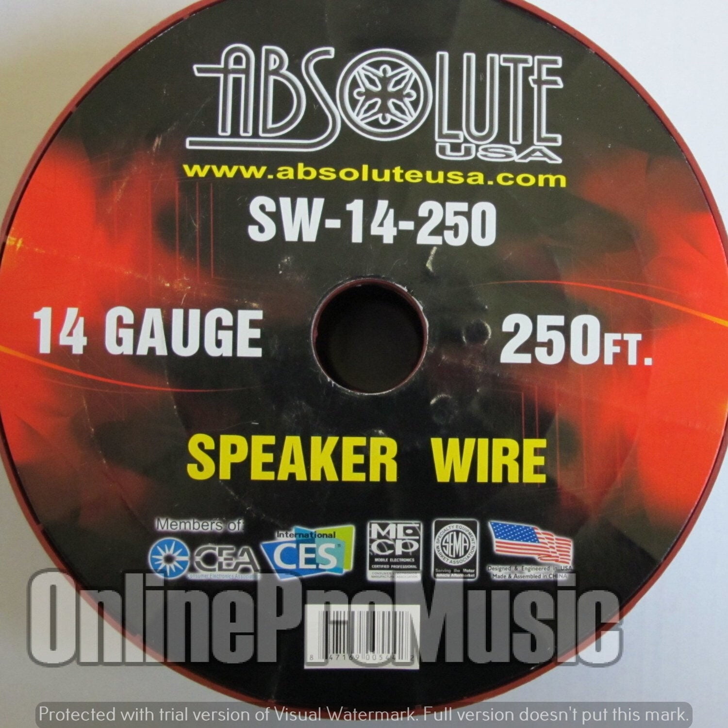 Absolute S14250 250 Ft. Spool of 14 Gauge Speaker Wire