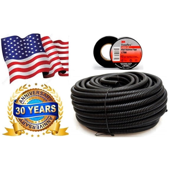 Absolute SLT14 10' + 3M Electrical Tape 10 feet 1/4" split loom wire tubing hose cover auto home marine + 3M Temflex 1700 electrical tape