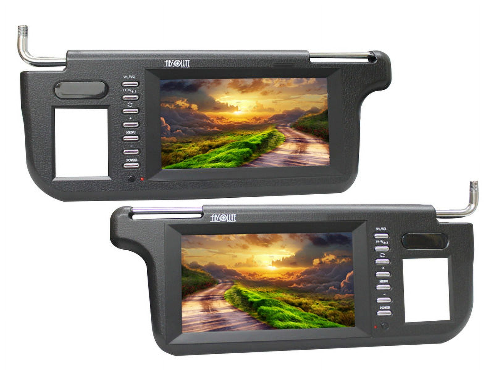 "Absolute 9"" Widescreen LCD Flipdown Sunvisor Monitors, Black Pair