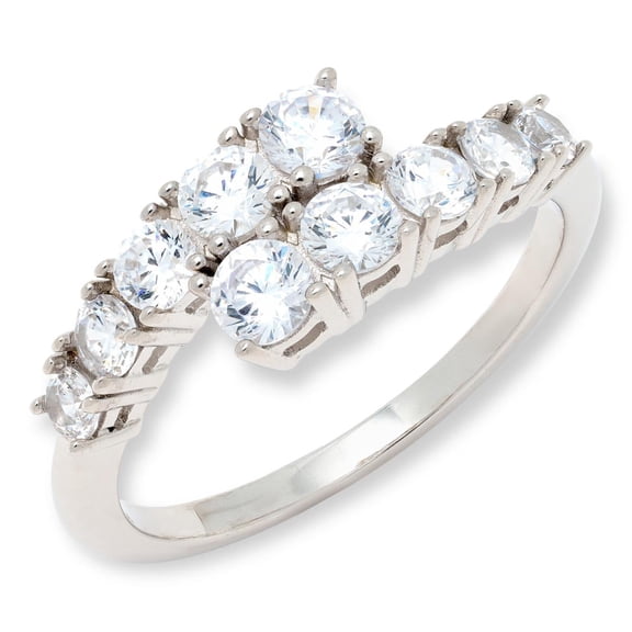 Absolute Sterling Silver 3.20ctw Graduated Round Bypass Ring, Size 8