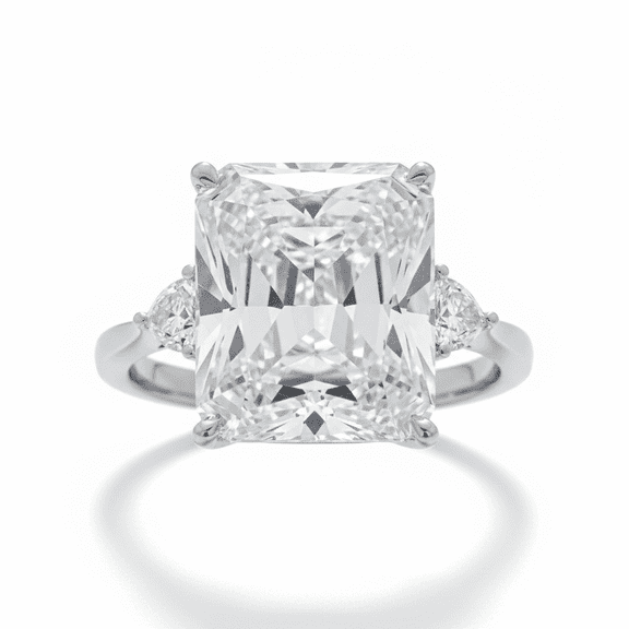 Absolute Sterling Silver Cubic Zirconia Triangular Sides 3Stone Ring, Size 5