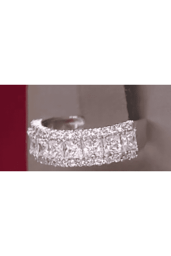 Sterling Silver Cubic Zirconia Triple Row Ring, Size 5