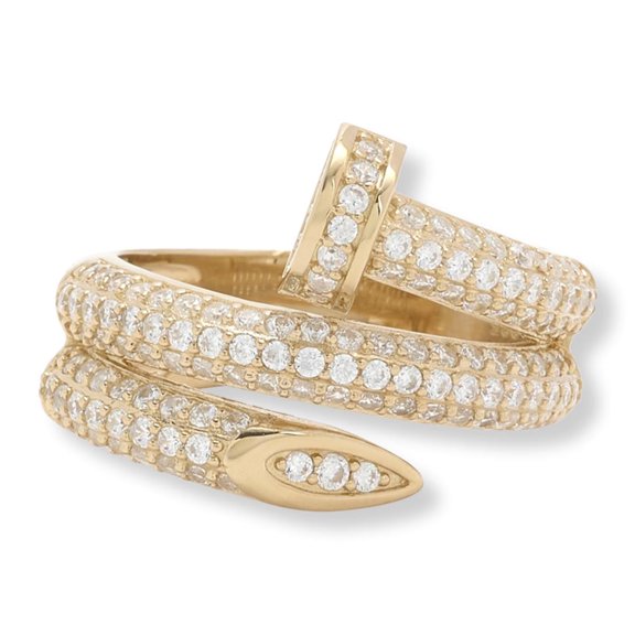 Absolute Sterling Silver Goldclad 3.20ctw Nail-Design Wrap Bypass Ring, Size 10