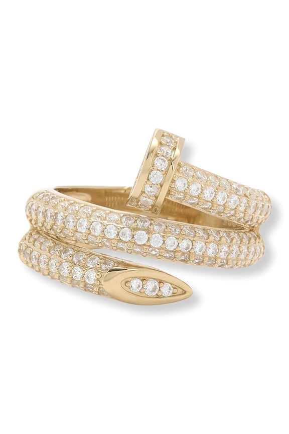 Sterling Silver Goldclad 3.20ctw Nail-Design Wrap Bypass Ring, Size 10