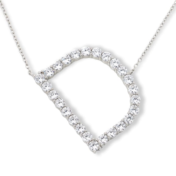 Absolute Sterling Silver Pav Initial "D" Necklace, 18"
