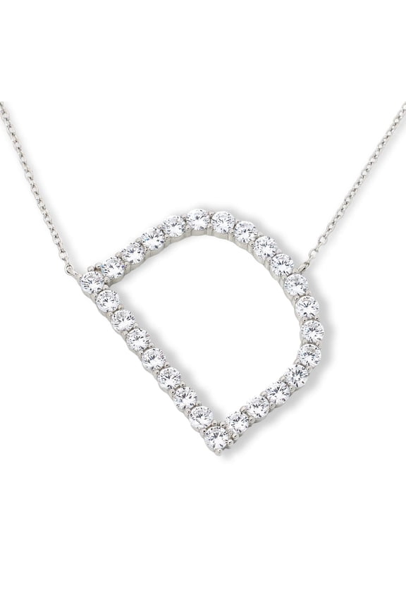 Sterling Silver Pav Initial "D" Necklace, 18"