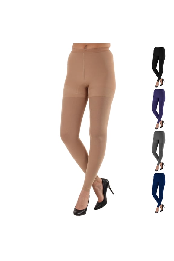 Compression Leggings for Swollen Veins 20-30mmHg - Beige, X-Large