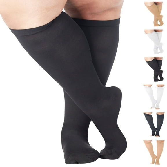 Absolute Support Wide Calf Unisex Compression Stockings 15-20mmHg - Black, 3XL