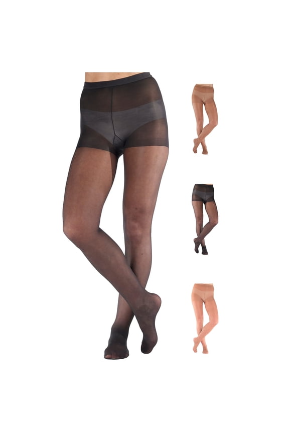 Womens Compression Pantyhose 8-15mmHg for Edema - Black, Large