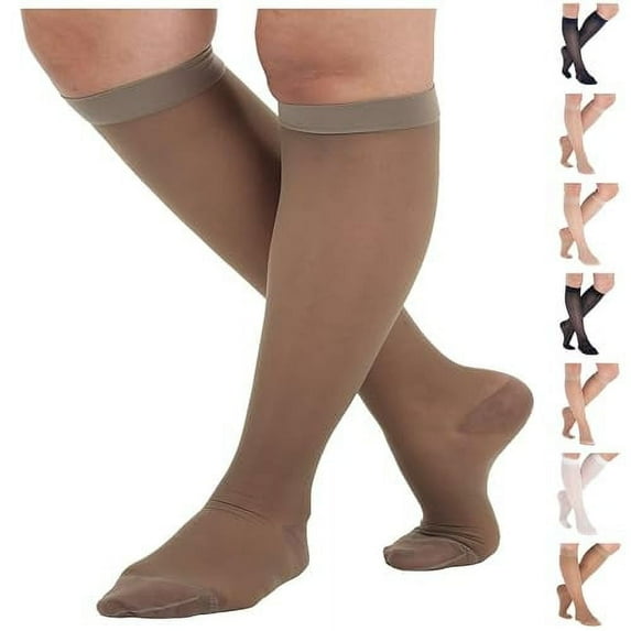 Absolute Support Womens Sheer Compression Stockings 15-20mmHg - Taupe, Small