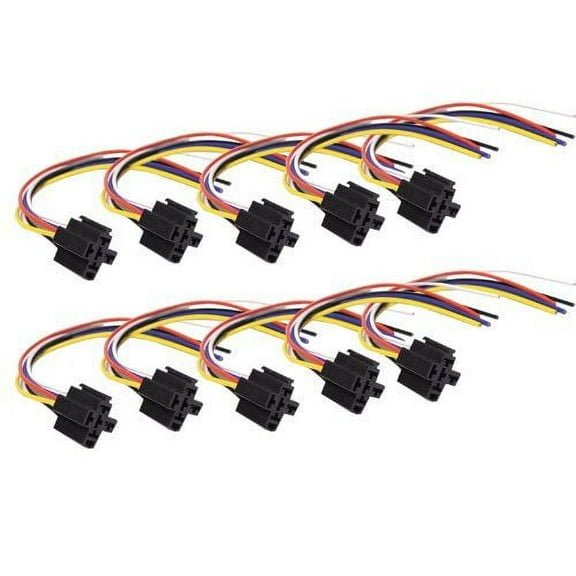 Absolute USA 5-Pin 12 VDC Interlocking Relay Socket, 10 Set