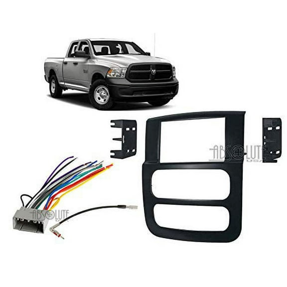 Absolute USA ABS95-6522B Fits Dodge Ram Pickup 1500 2002-2005 Double DIN Stereo Harness Radio Install Dash Kit