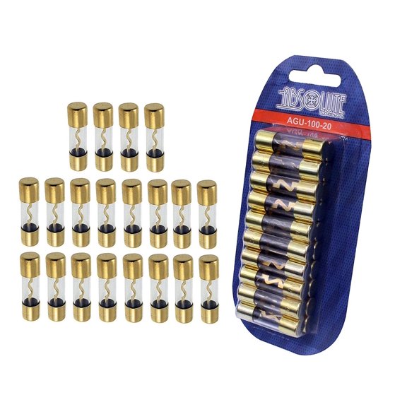 Absolute USA AGU100-20 AGU Gold Standard Glass Fuses 100 Amp 12 Volts Car Stereo Access
