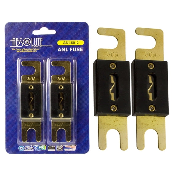 Absolute USA ANL60-2 2 Pack ANL 60 Amp Gold Plated Fuse