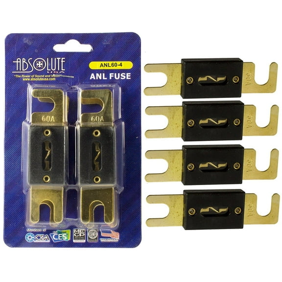 Absolute USA ANL60-4 4 Pack ANL 60 Amp Gold Plated Fuse