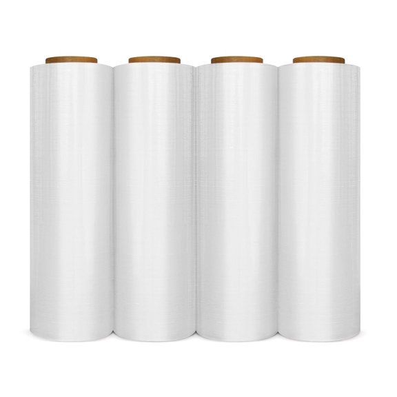 Absolute USA Clear Pre Stretch Film Hand Shrink Wrap Rolls 18" x 1500, Clear, 4 Packs
