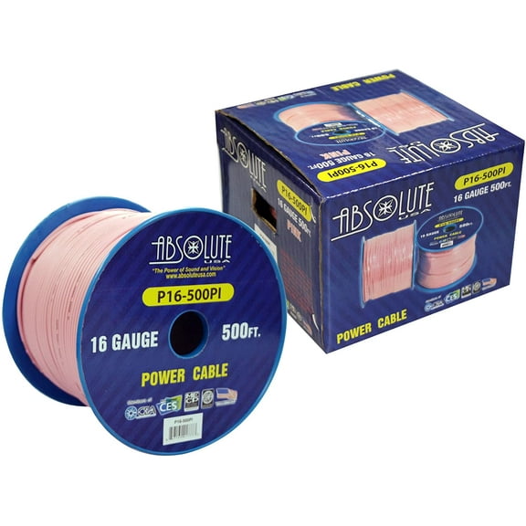 Absolute USA P16-500PI 16 Gauge 500-Feet Spool Primary Power Wire Cable (Pink)