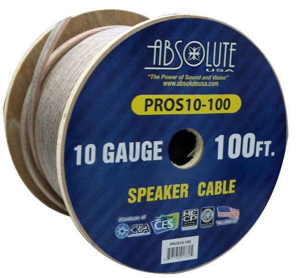 Absolute USA PROS10100 10 Gauge Speaker Wire100' 10 Gauge PRO PA DJ Car