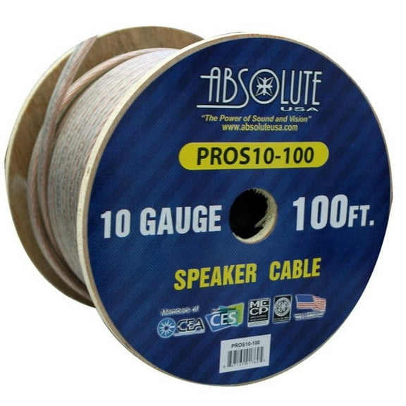 Absolute USA PROS10100 10 Gauge Speaker Wire100' 10 Gauge PRO PA DJ Car Home Marine Audio Speaker Wire Cable Spool
