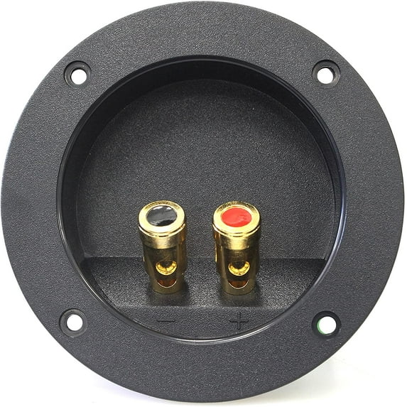 Absolute USA RST-450 4-Inch Round Gold Push Spring Loaded Jacks Double Binding Post Speaker Box Terminal Cup
