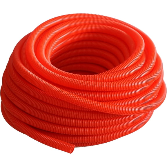 Absolute USA SLT34RD 3/4" 100' Red Split Loom Split Wire Loom Polyethylene Conduit Corrugated Plastic Tubing Sleeve for Various Automotive, Home, Marine, Industrial Wiring Applications, Etc.