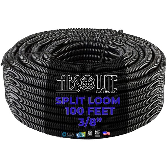 Absolute USA SLT38 3/8-Inch x 100-Feet Split Loom Tube