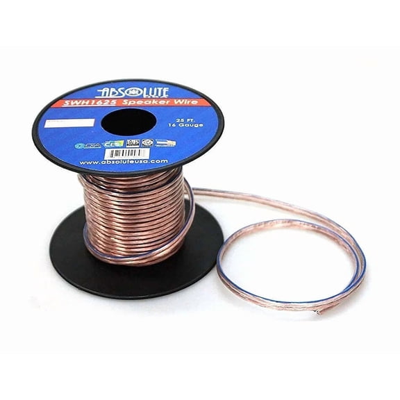 Absolute Usa Swh1625 25' 16 Gauge Car Home Audio Speaker Wire Cable Spool