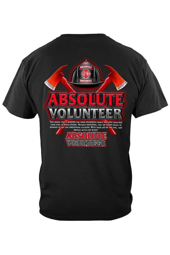 Absolute Volunteer Firefighter 100% Cotton Black T-Shirt Large