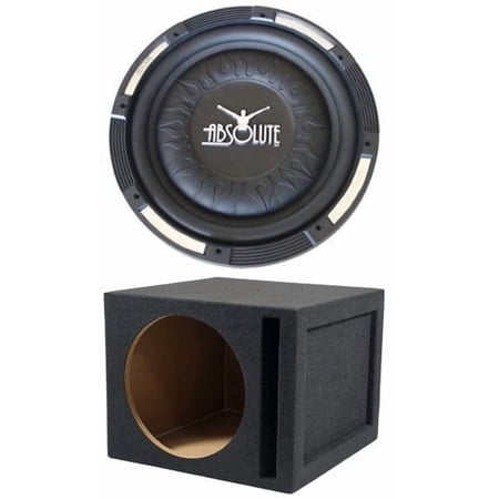 Absolute XS-1000 10" 1500 Watts Single Slim Shallow Subwoofer + Ported Enclosure Box