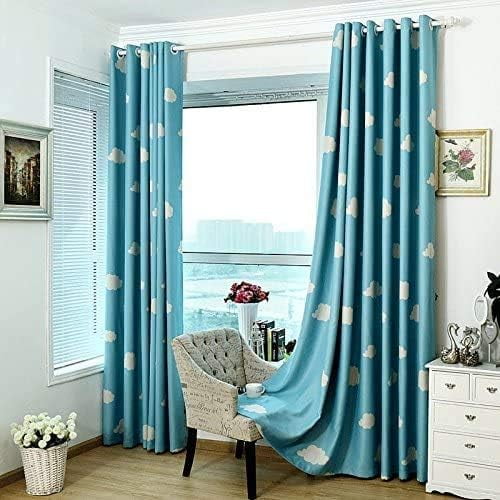 Absolutely Blackout Curtains for Kids Room,2 Layers Lined Curtains for Boys Girls Room,Set of 2 (Blue Cloud, 2 Panels 39 x 84 Inch)