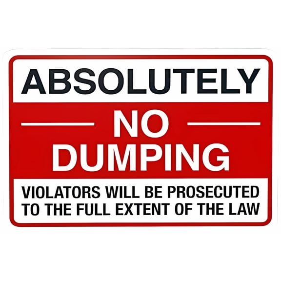 Absolutely No Dumping Violators Will Be Prosecuted To The Full Extent Of The Law Warning Prohibition Security Metal Sign 8"x12" - For Business Wall, Caution Decor