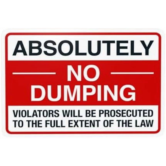 Absolutely No Dumping Violators Will Be Prosecuted To The Full Extent Of The Law Warning Sign, Metal Signs for Business Wall Caution Custom Decor 12 x 8 Inch