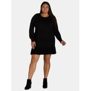 Absolutely Famous Women's Plus Textured Ruffle Sweater Dress, Size 1X-4X