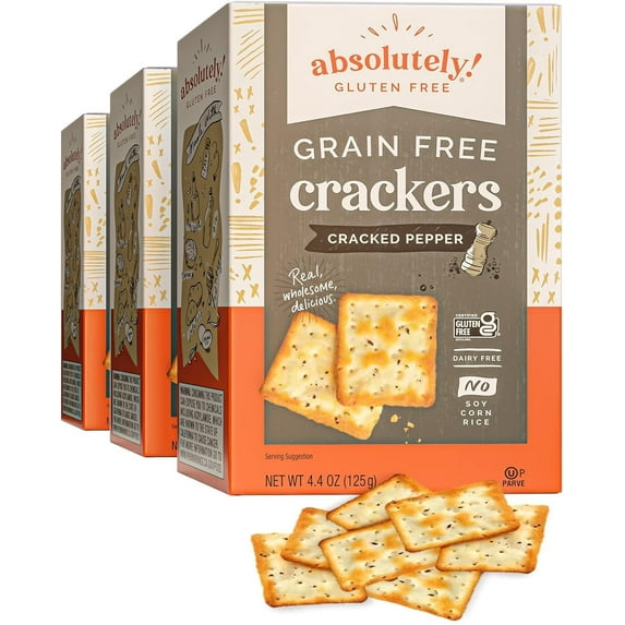 Absolutely Gluten Free Cracked Pepper Crackers, 4.4 Ounce 3-Pack
