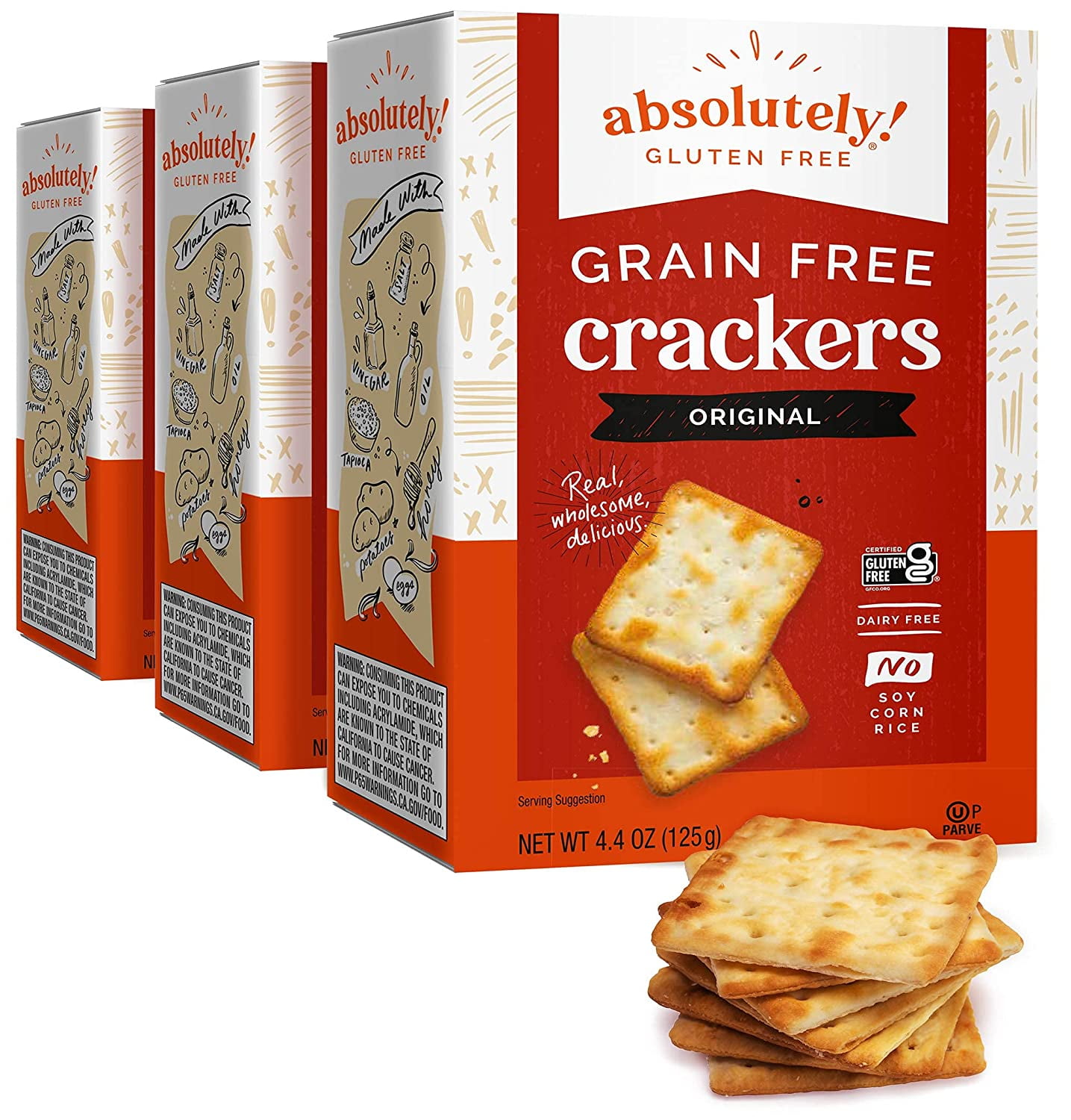 Absolutely Gluten Free Original Crackers, 4.4oz (12 Pack) Grain Free