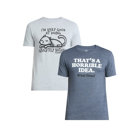 Humor Absolutely Nothing Men's and Big Men's Graphic Tee Shirts, 2-Pack, Sizes S-3XL
