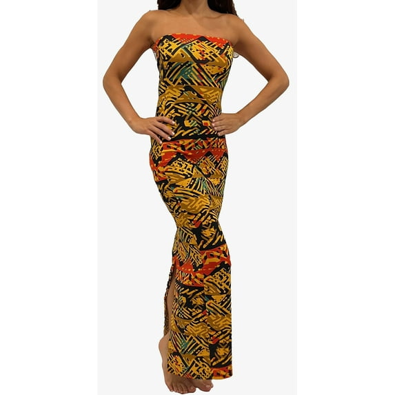 Absolutelyloveit Plus Size Strapless Maxidress with Slit