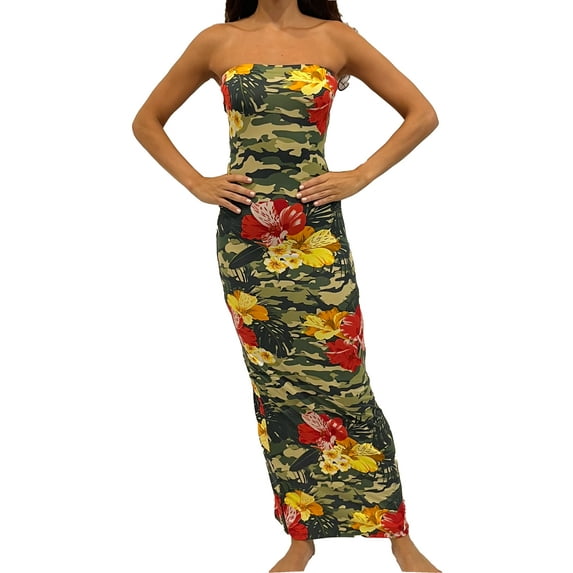 Absolutelyloveit Plus Size Strapless Maxidress with Slit