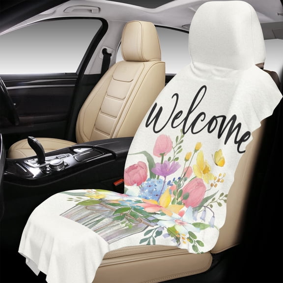 Absorb Sweat Towel Bucket Seat Covers for Cars SUV Trucks,Cover Protector Front Seats,Machine Washable, for Gym Workout,Rainy Day,Welcome Flowers 1Pc