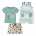 thumbnail image 1 of Absorba Baby Boys' 3 Piece Sleeveless Romper Shirt Short Set (Jungle, 3m), 1 of 1