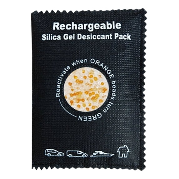Absorbent Bags, Reusable Dehumidifier Bags, Portable Car Moisture Absorber Bags - Color-Changing Humidity Indicator, Double Locked-Edge Leak-Proof, Reactivatable Desiccant,Black-100g,5.5x3.9"