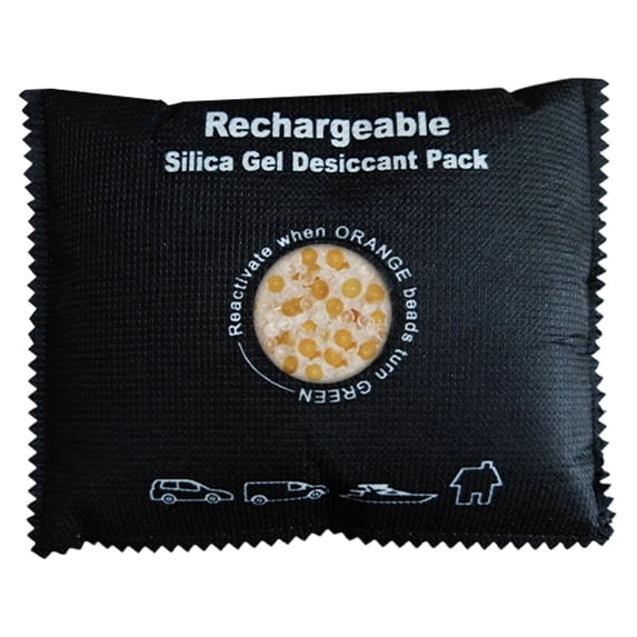 Absorbent Bags, Reusable Dehumidifier Bags, Portable Car Moisture Absorber Bags - Color-Changing Humidity Indicator, Double Locked-Edge Leak-Proof, Reactivatable Desiccant,Black-400g,6.9x5.9"