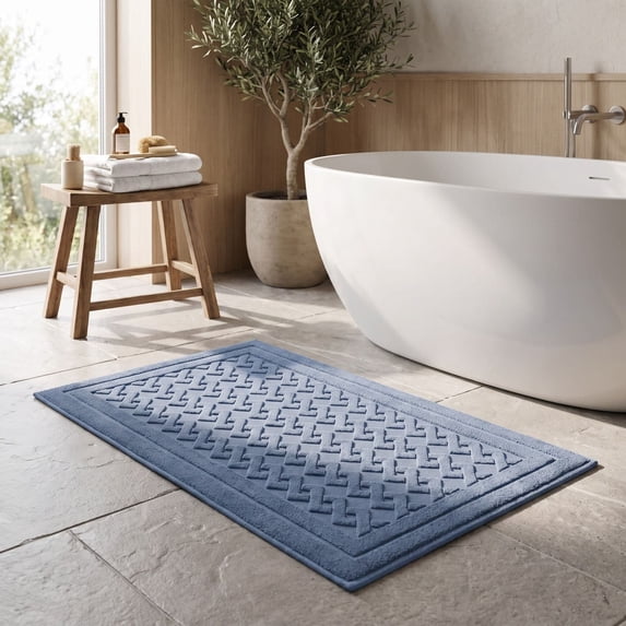 Absorbent Bath Mat, Non Slip Quick Dry Bathroom Rug, Washable Cotton Floor Mat for Shower, Entryway, Kitchen and Bedroom