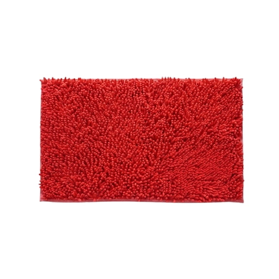 Absorbent Bathroom Floor Mat, 15.7 x 23.6in Water Soaking Entrance Door Rug, Non-Slip Soft Bath Rug for Shower Room and Vanity, Vermilion