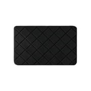 Absorbent Bathroom Rug Mat 16x24 Inches - Microfiber Shaggy Floor Mat, Non-Slip Backing, for Bath Tub Shower Kitchen Living RoomBlack