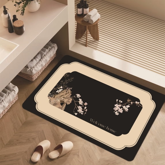 Absorbent Bathroom Rug Mat, Non-Slip Bath Mat with Welcome Home Design ...