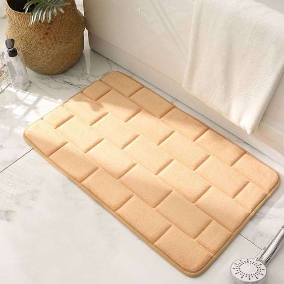 Absorbent Bathroom Rug Mat | Non-Slip Shower Toilet Entry Door Mat | Soft Velvet Surface with Rubber Backing | 16x24 Inch Modern Solid Color Floor Mat | Machine Washable